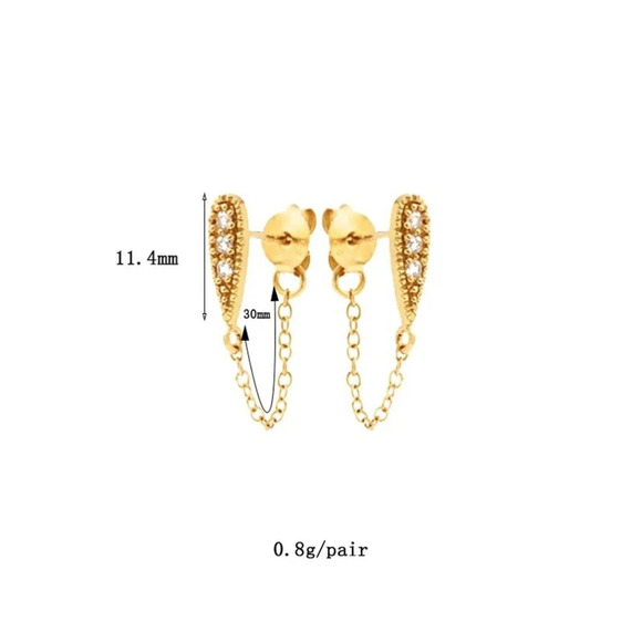 *NEW Drop Chain Earrings White Gold Filled 11.4 mm - Picture 4 of 6